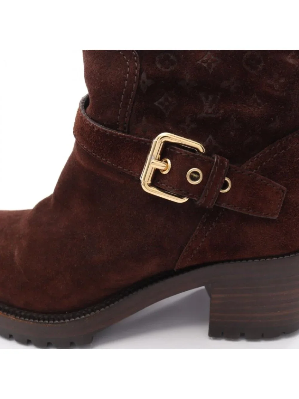 Louis Vuitton Boots Monogram Dark Brown Suede Long